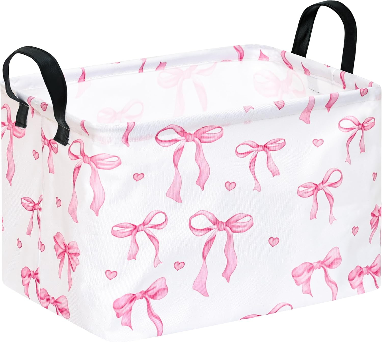 Pink Bow Storage Basket Girls Gifts Basket Waterproof Storage Bins Organizer Fol