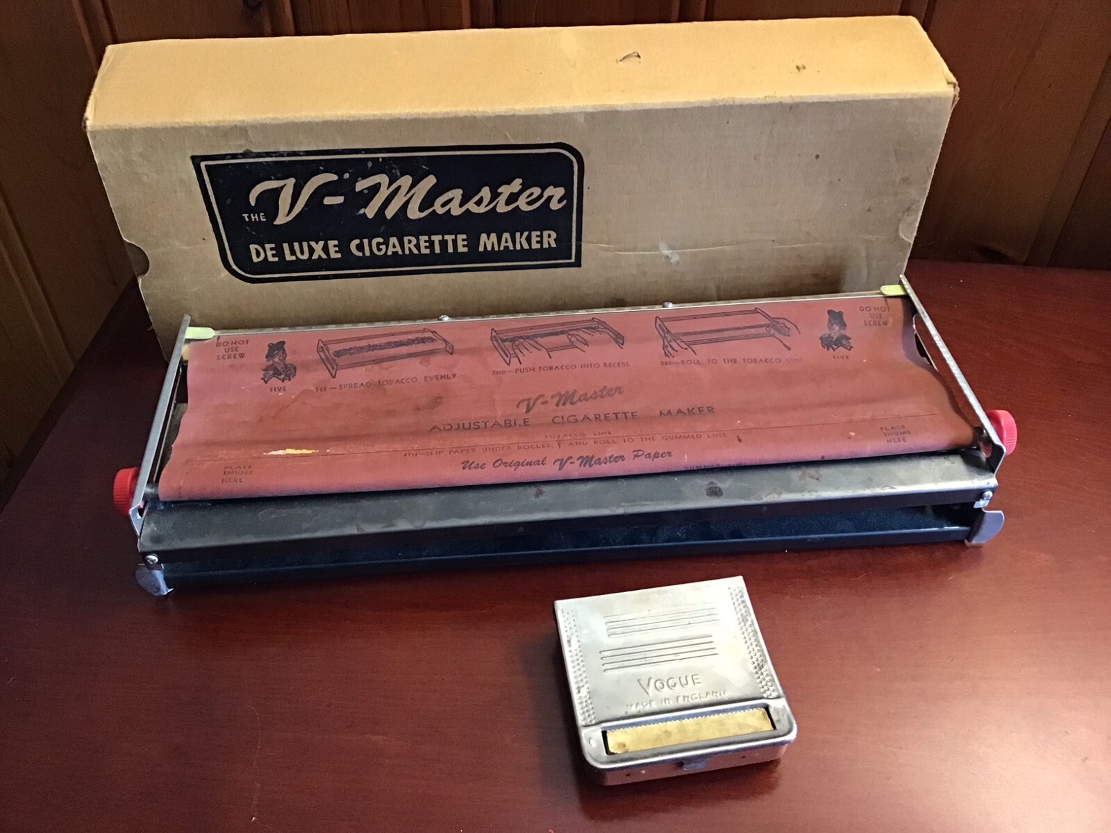 2 Vtg Cigarette Makers V-Master Deluxe with original box & Vogue