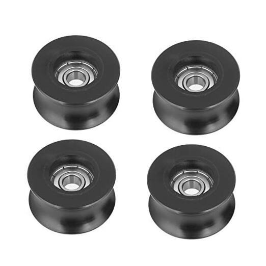 4pcs U Type Groove Pulley, Pulley Rolling Bearing Roller Guide U Groove Wheel