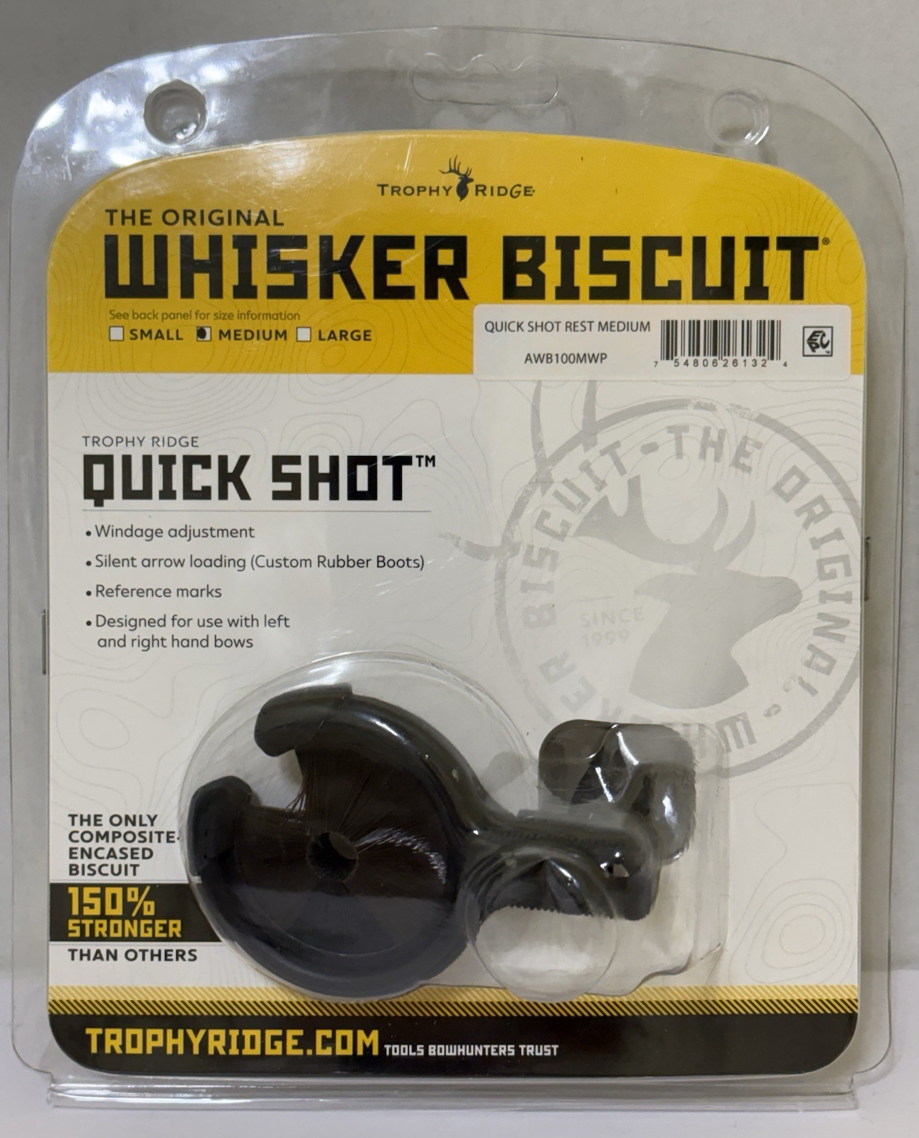 NEW Trophy Ridge - Whisker Biscuit - Quick Shot Rest - Black Medium - FAST SHIP