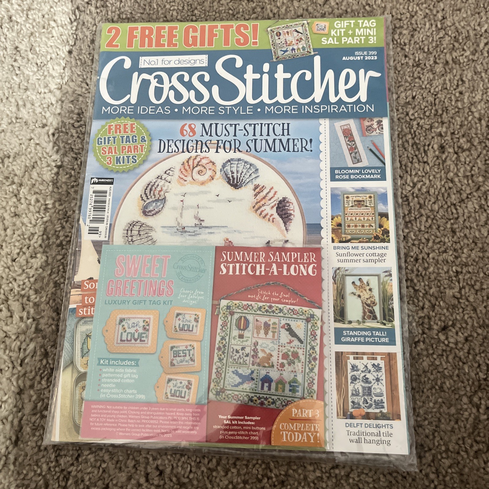 Cross Stitcher Magazine Issue 399 August 2023  Summer Kit NEW SEALED