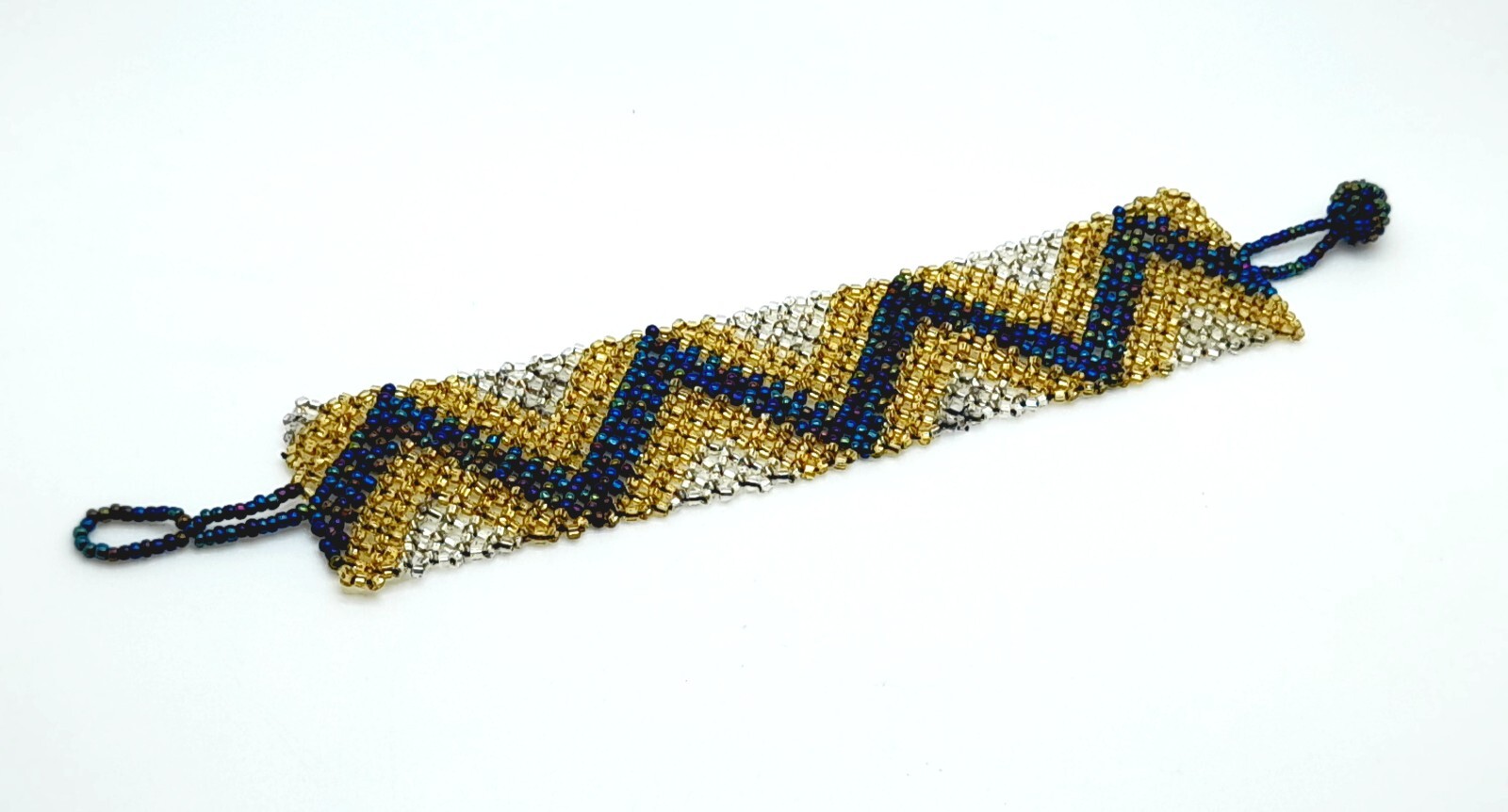 B001 Fashion Handmade Crafted woven 8(L)X1.25 (W)inch bracelet mixed seed beads