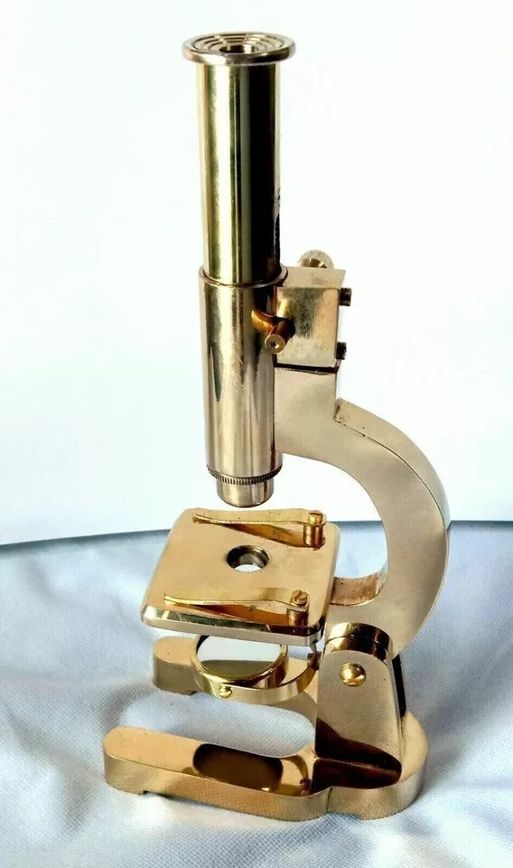 Antique Style Solid Brass Microscope Student Microscope 9 Inches Shiny Brass