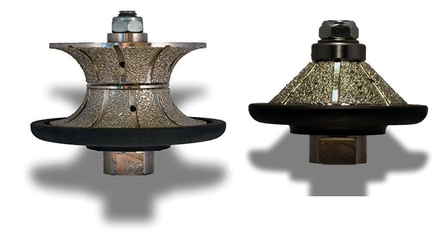 V50 2" Full Bullnose E30 1 1/4" Bevel Bullnose Diamond Profiler Wheel Router Bit