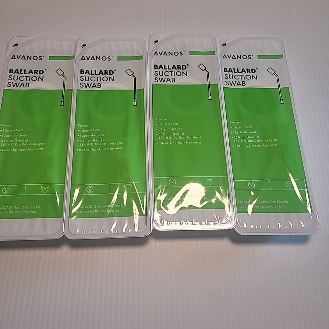 4x  Avanos Ballard 24hr Oral Cleansing Care Kit Suction Swab Toothbrush