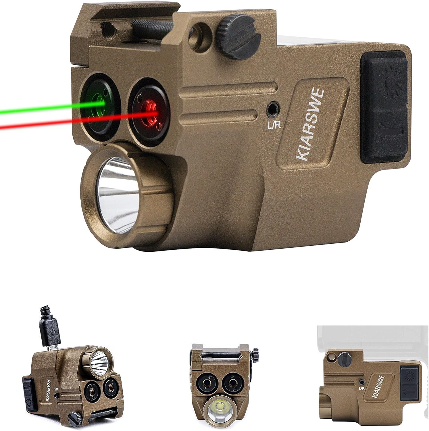 Red Green Laser Light Combo, 500 Lumens Red Green Laser, Supcompact Pistol Laser