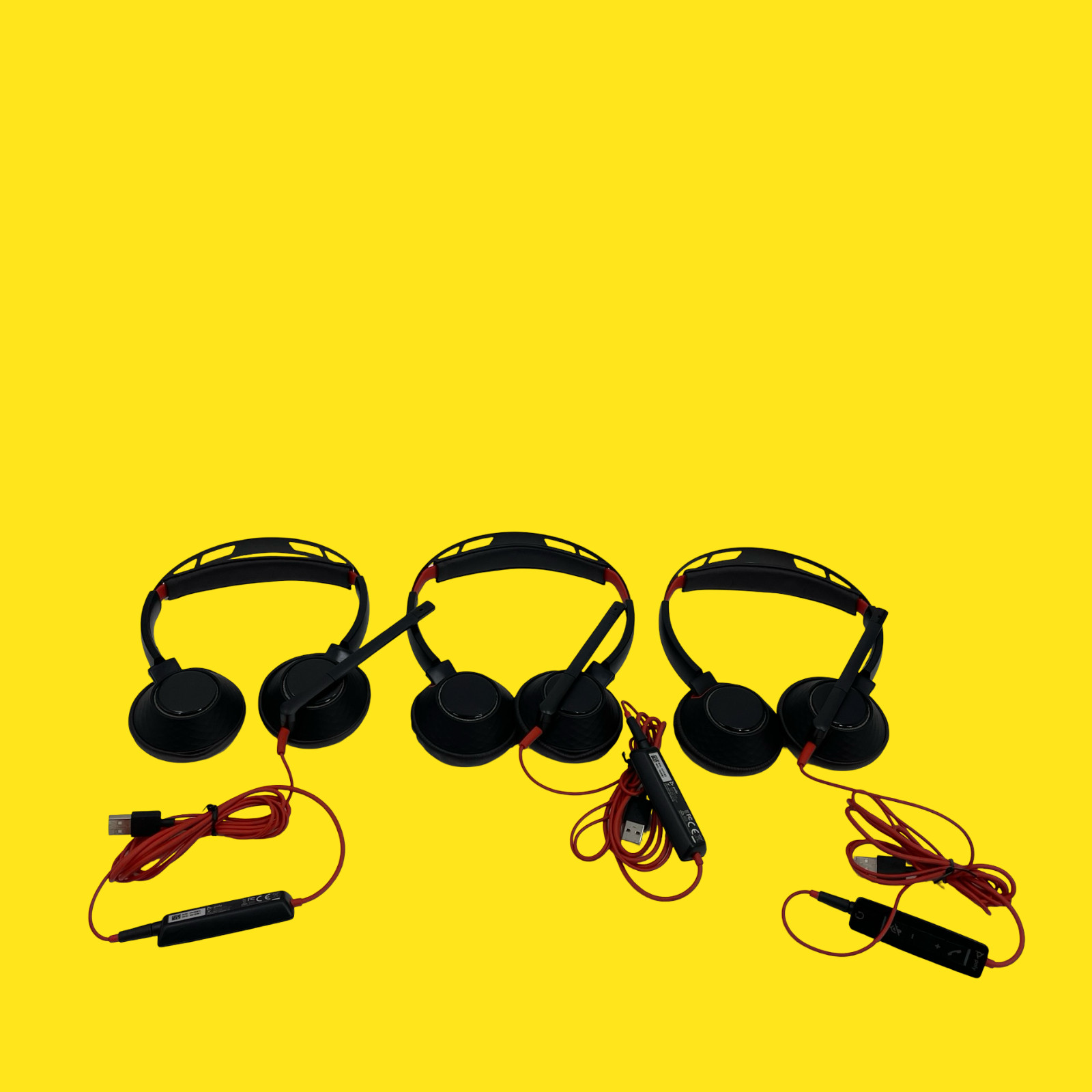 lot of 3 Plantronics Poly Blackwire C5200 USB Headset Wired Earphones #6996