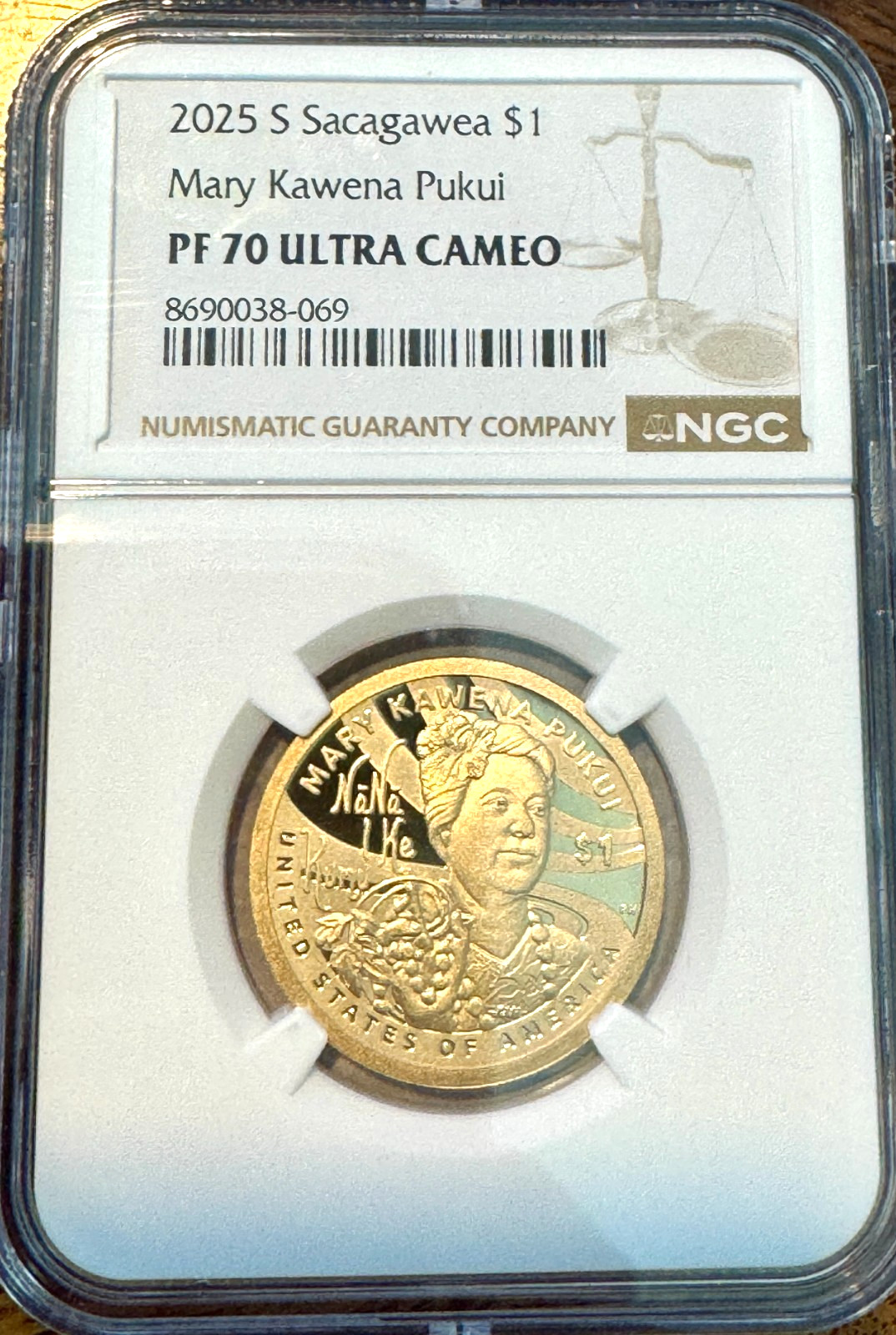 2025 S Sacagawea MARY KAWENA PUKUI Hawaii $1  PF70 Ultra Cameo NGC