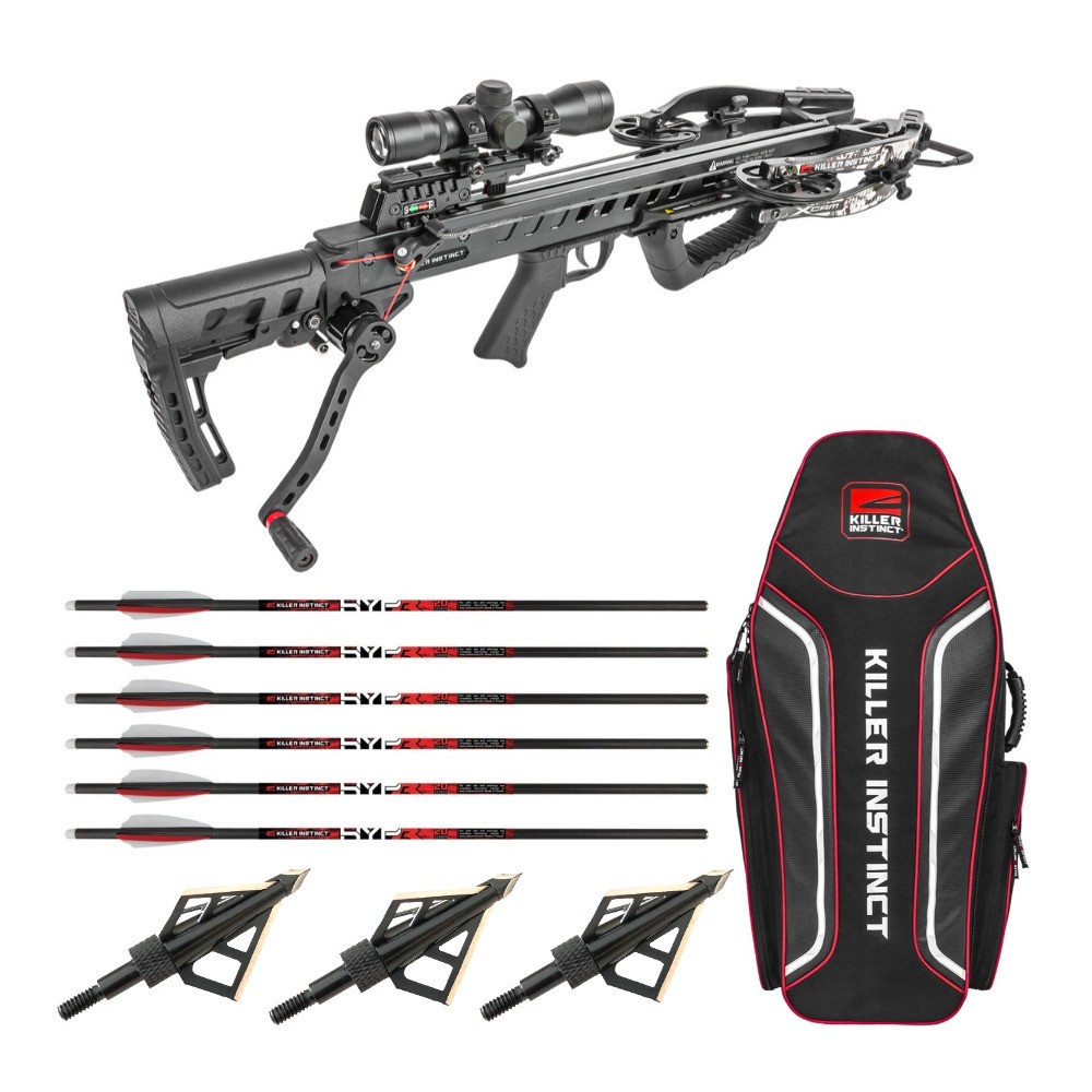 Killer Instinct Fatal X Crossbow Dead Silent Crank Accessory Bundle Hunting