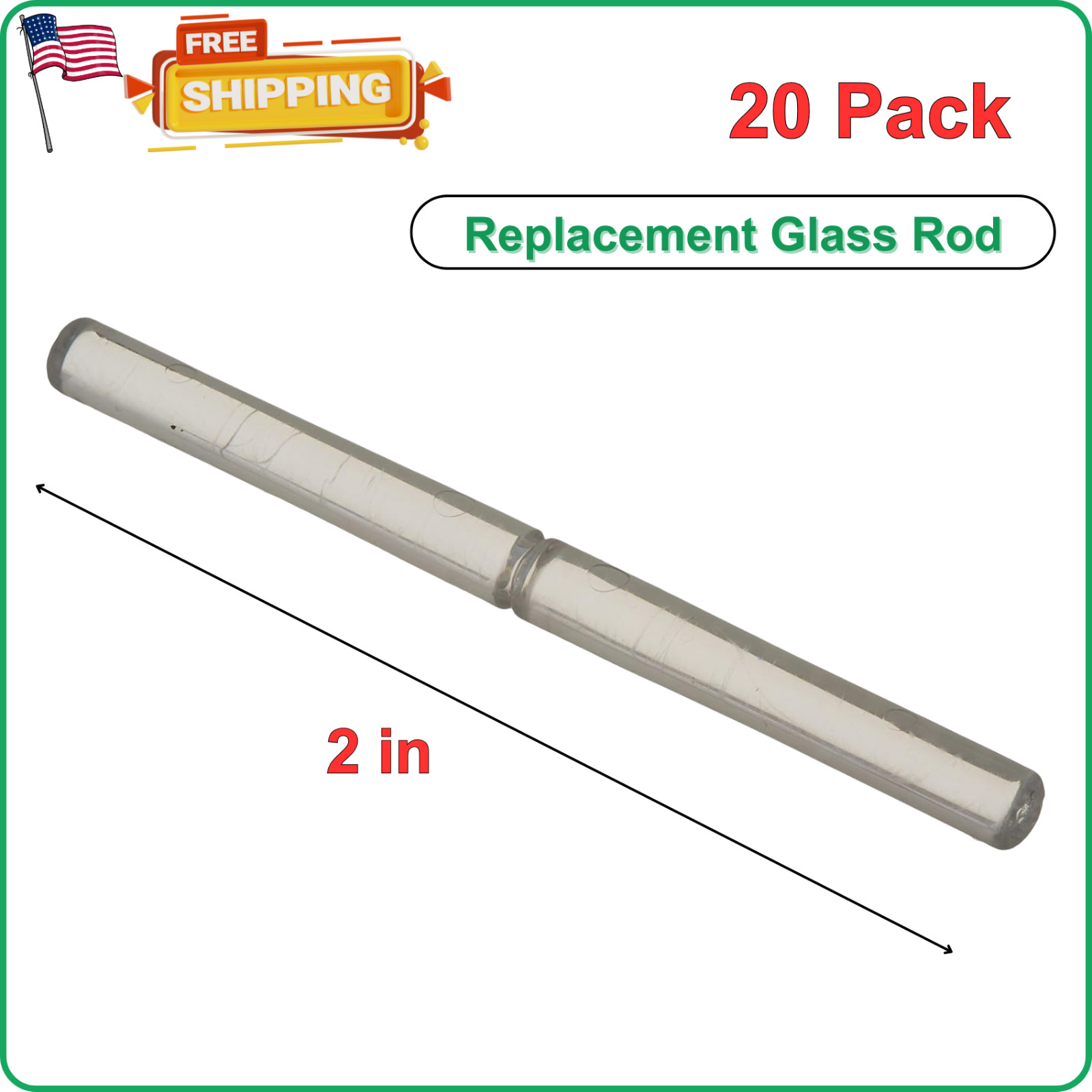 Edwards-Signaling 270-GLR Replacement Glass Rod, L 2 in, Pack of 20 Glass Rods