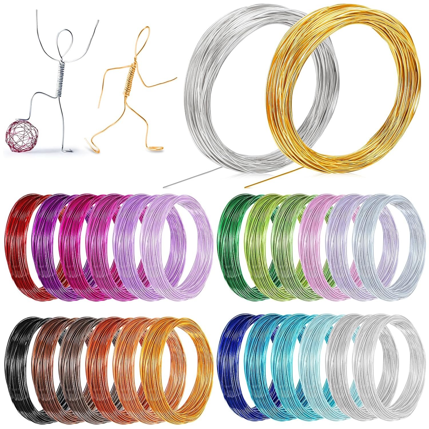 25 Colors 1230 Feet Colored Aluminum Craft Wire 20 Gauge / 0.8 mm Flexible Metal