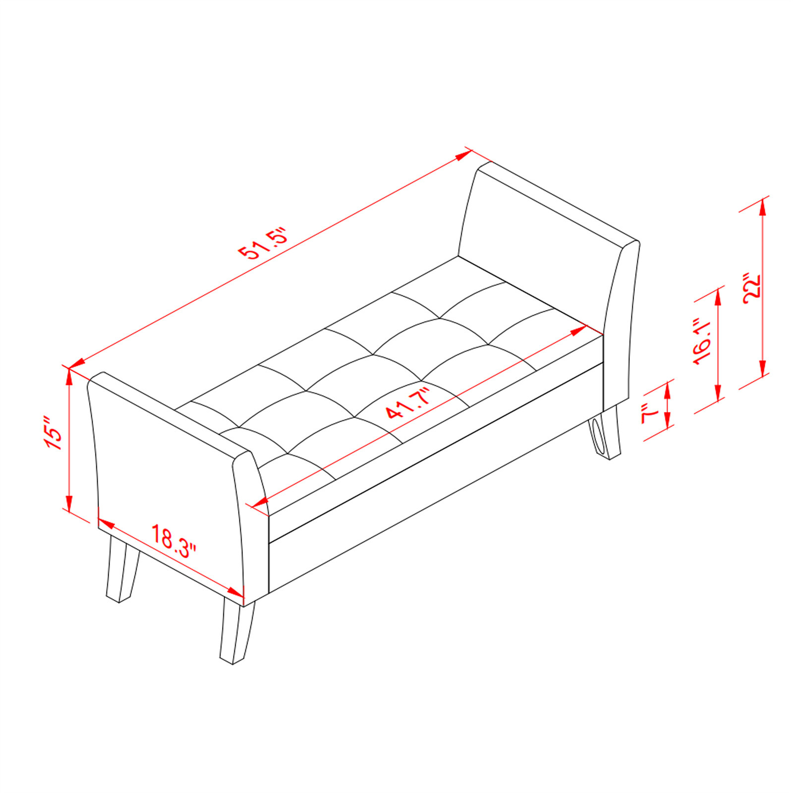 Modern Bed Bench Sofa End Bed Tool Footrest Storage Ottoman For Bedroom Home