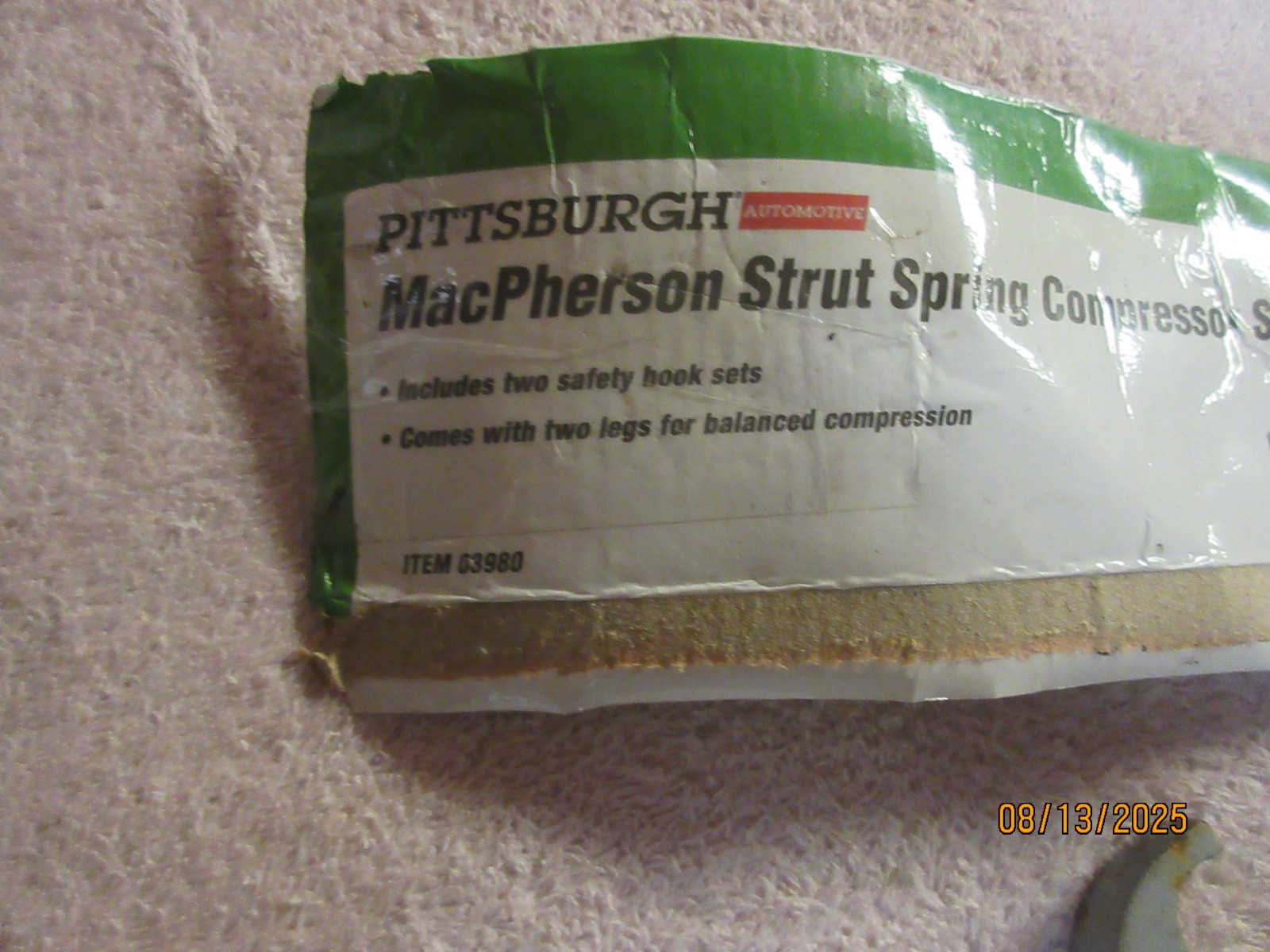 Pittsburgh MacPherson strut spring compressor set #03980.