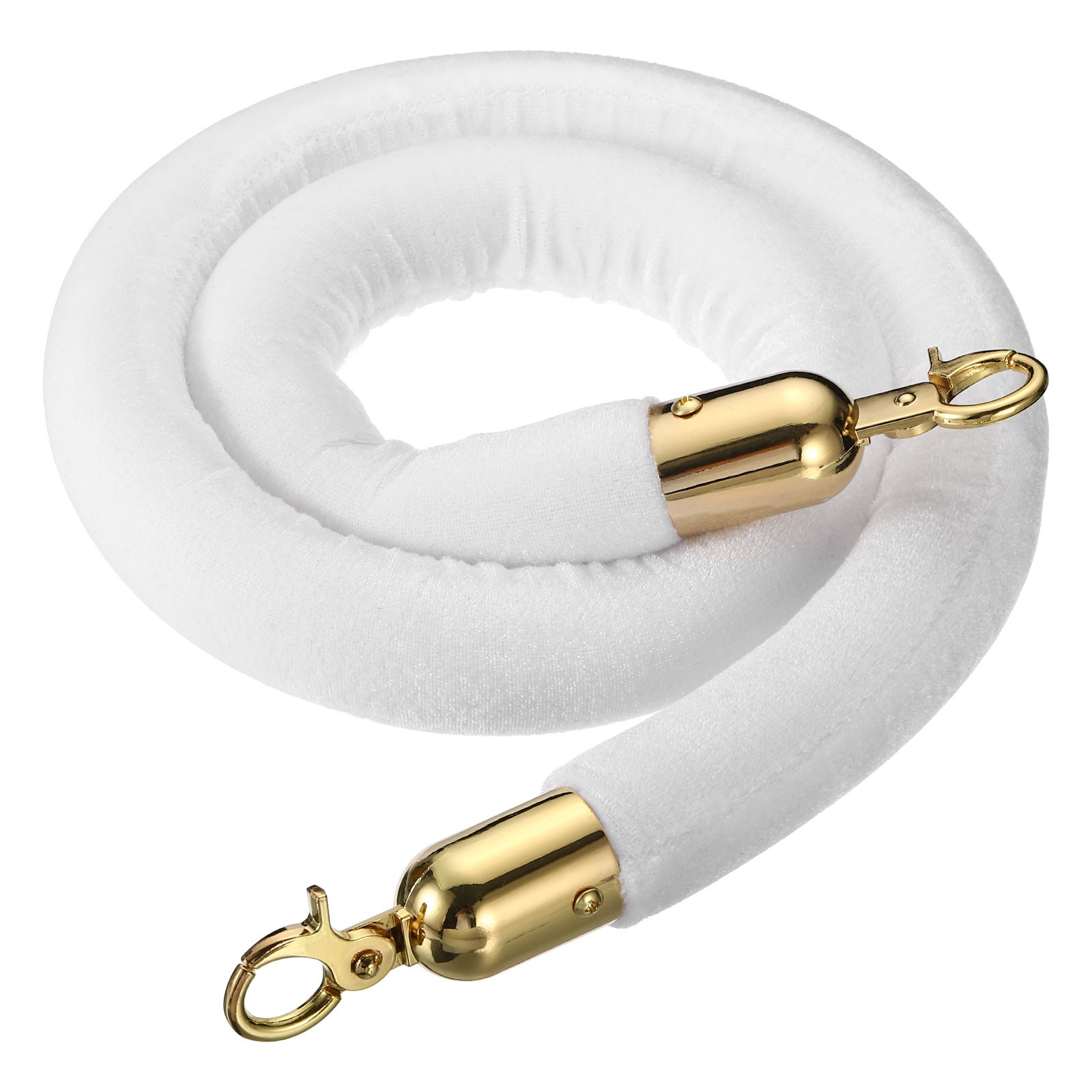3.9 Feet White Velvet Stanchion Rope Crowd Control Barrier Rope Golden