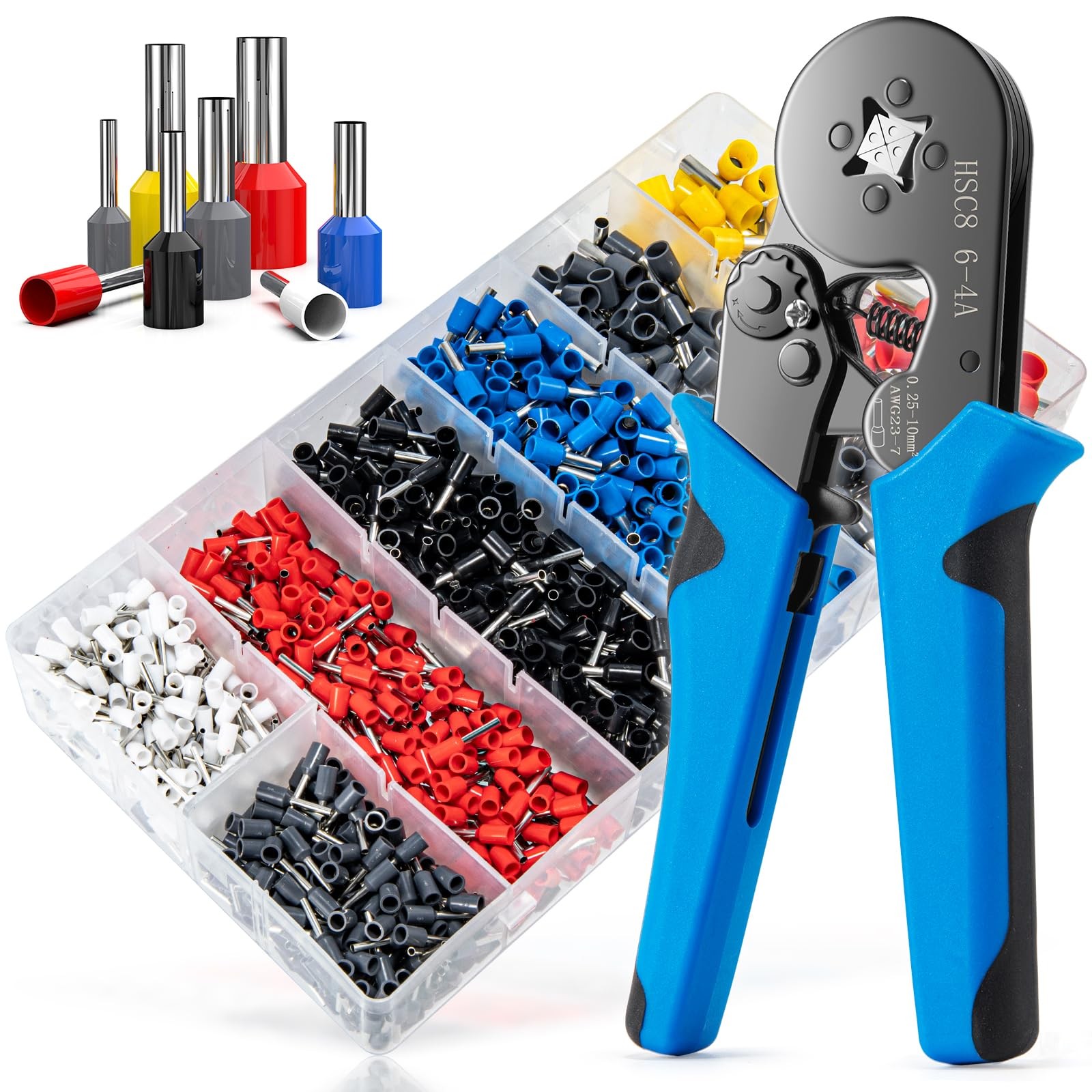 Ferrule Crimping Tool Kit, LUNEY Crimper Plier with 1250PCS Wire Ferrules Kit Wi