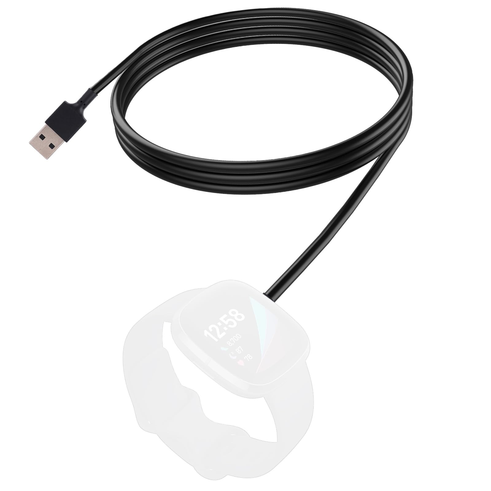 BTFO Fast Wall Charger Kit for Versa 4 & 3, USB Charging Cable 106cm, black