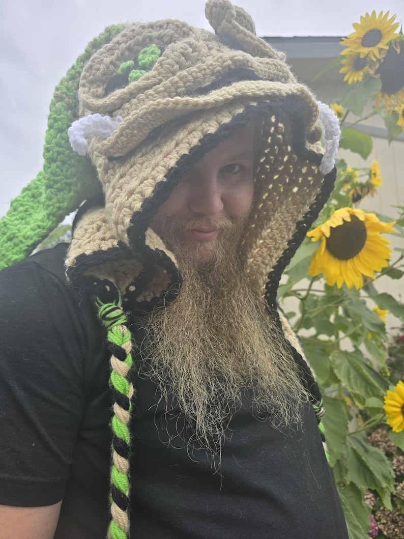 Hand Crocheted Oogie Boogie Burlap Chap Hooded Hat