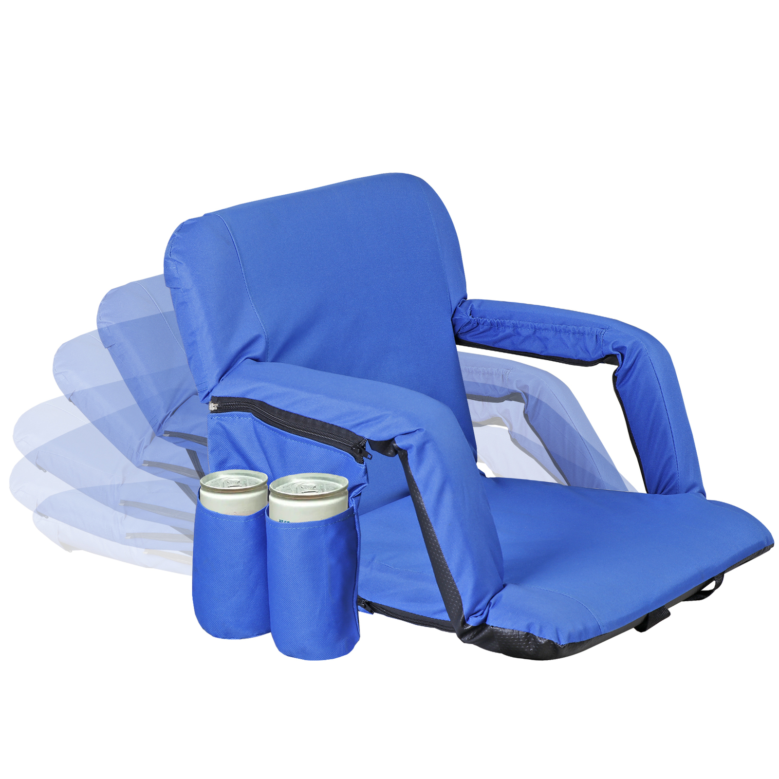 24.5'' Portable Stadium Seat for Bleachers Adjustable Back Position Outdoor Blue