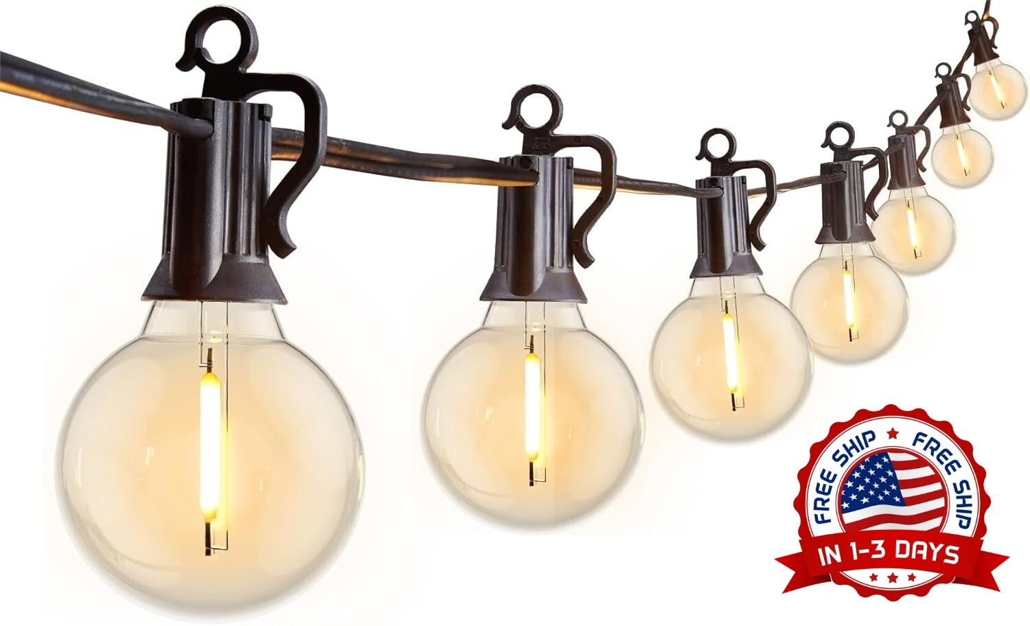 Cadena De Luces Para Patio Al Aire Libre, Cadena De Luces Con Bombilla NEW US..