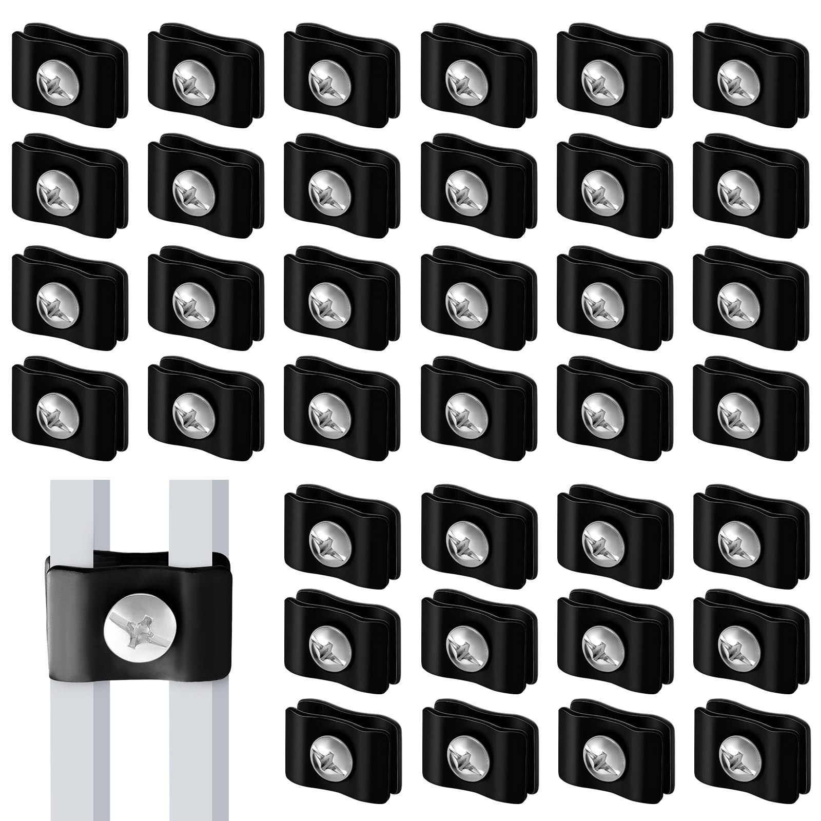 100 Pcs Black Gridwall Wire Grid Panel Connector with Screws Metal Joining Cl...