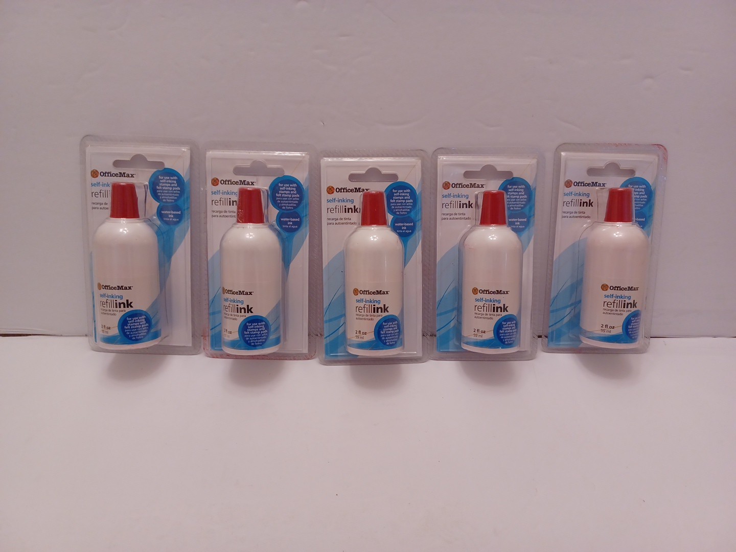 SELF INK STAMPS Refill Ink RED 2oz Ea Bottle Water Based Office Max NEW SEE