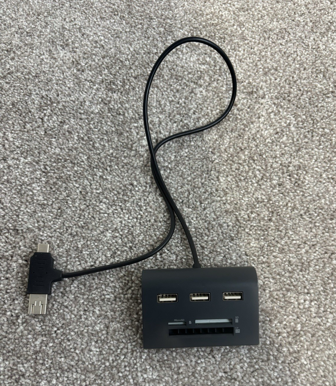 onn. USB Multi Card Reader Hub w/ SD & microSD Slots, 2 USB Ports, Black