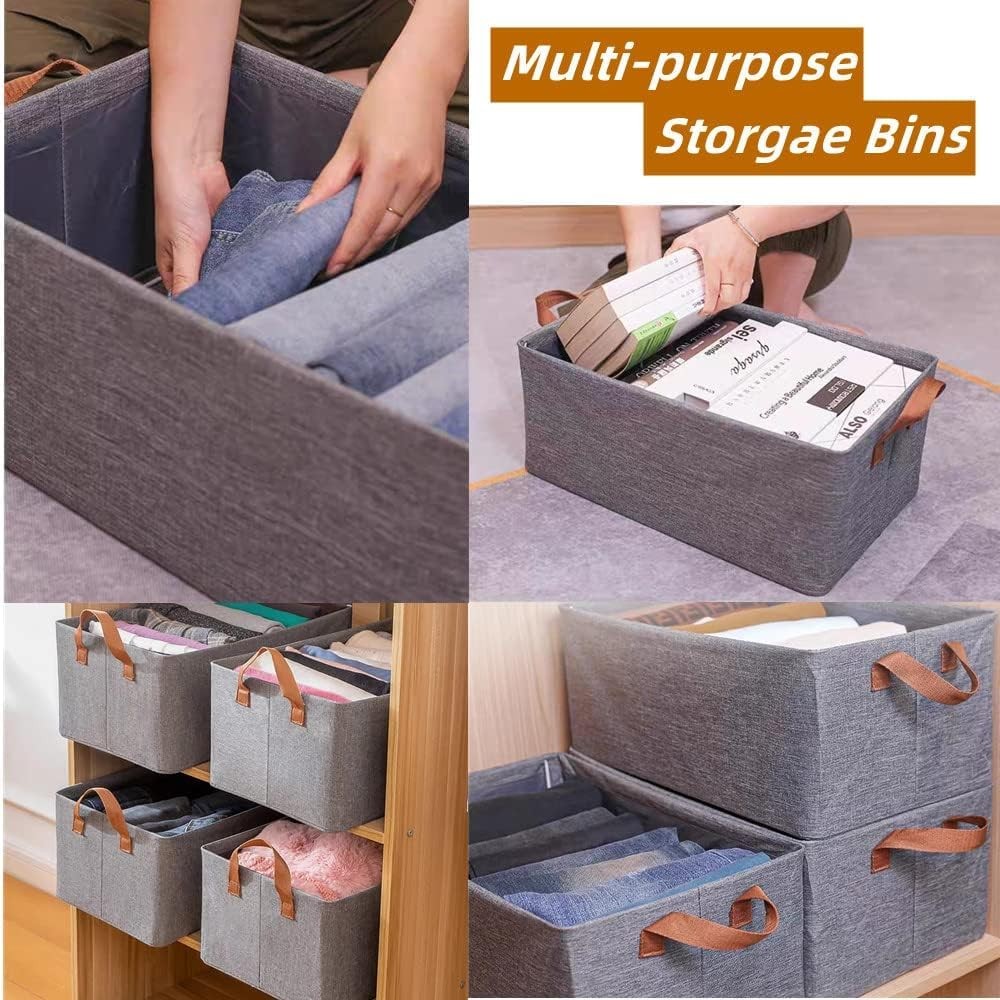 Pack of 3 Large Capacity Storage Bins Closet Organizer System, Sturdy Foldabl...