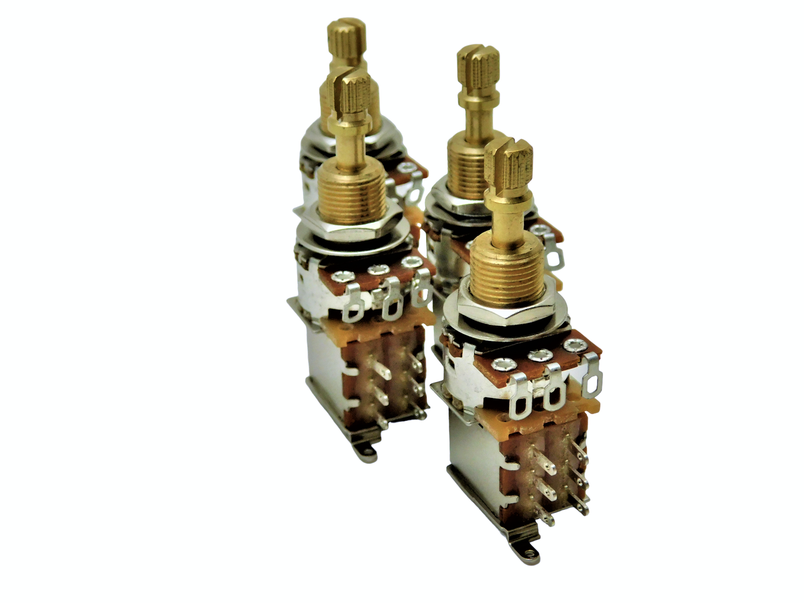 A500k PUSH PUSH SHORT SPLIT SHAFT AUDIO TAPER POTENTIOMETER DPDT