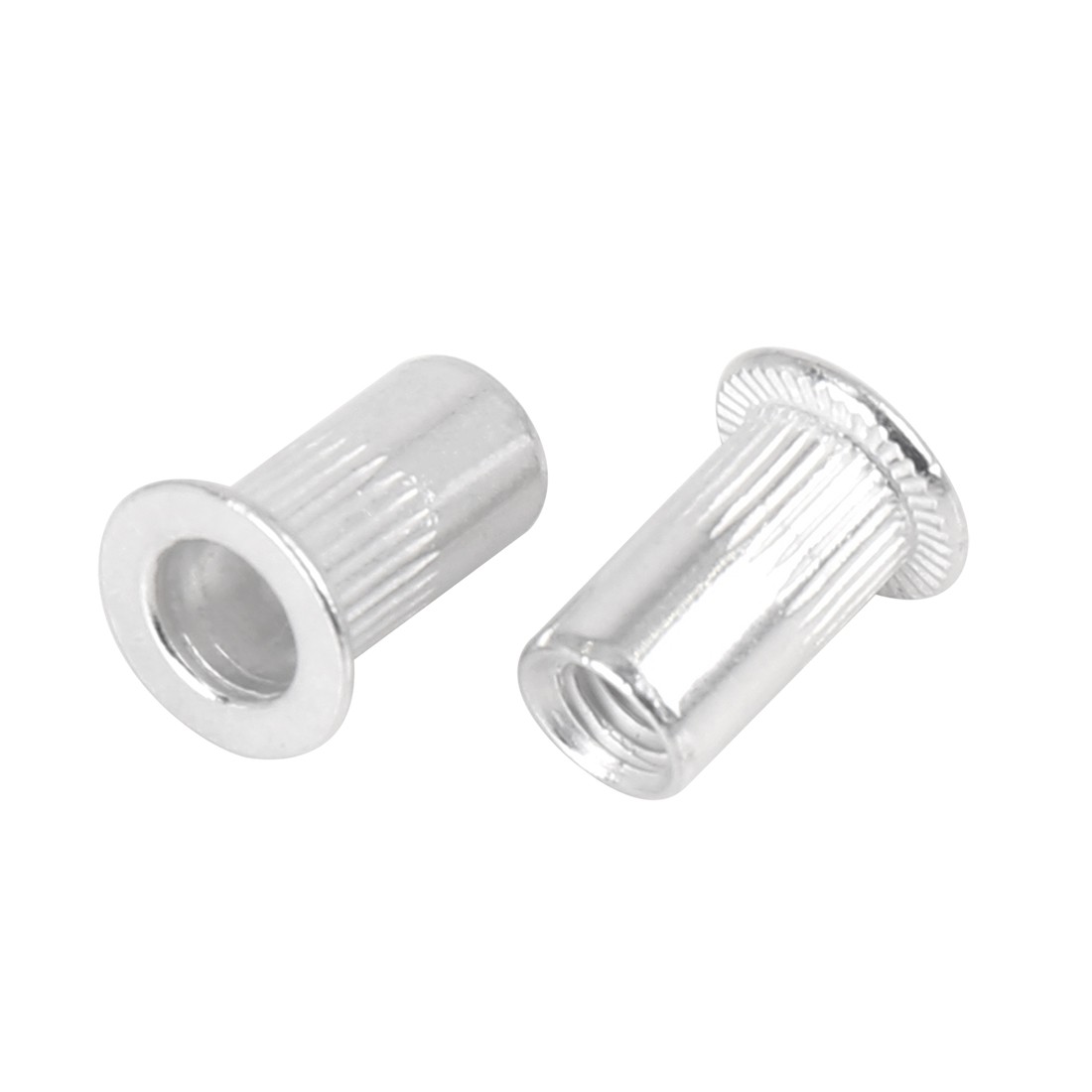 110 Pcs M5 Silver Tone Aluminum Alloy Car Flat Head Rivet Nut Threaded Insert
