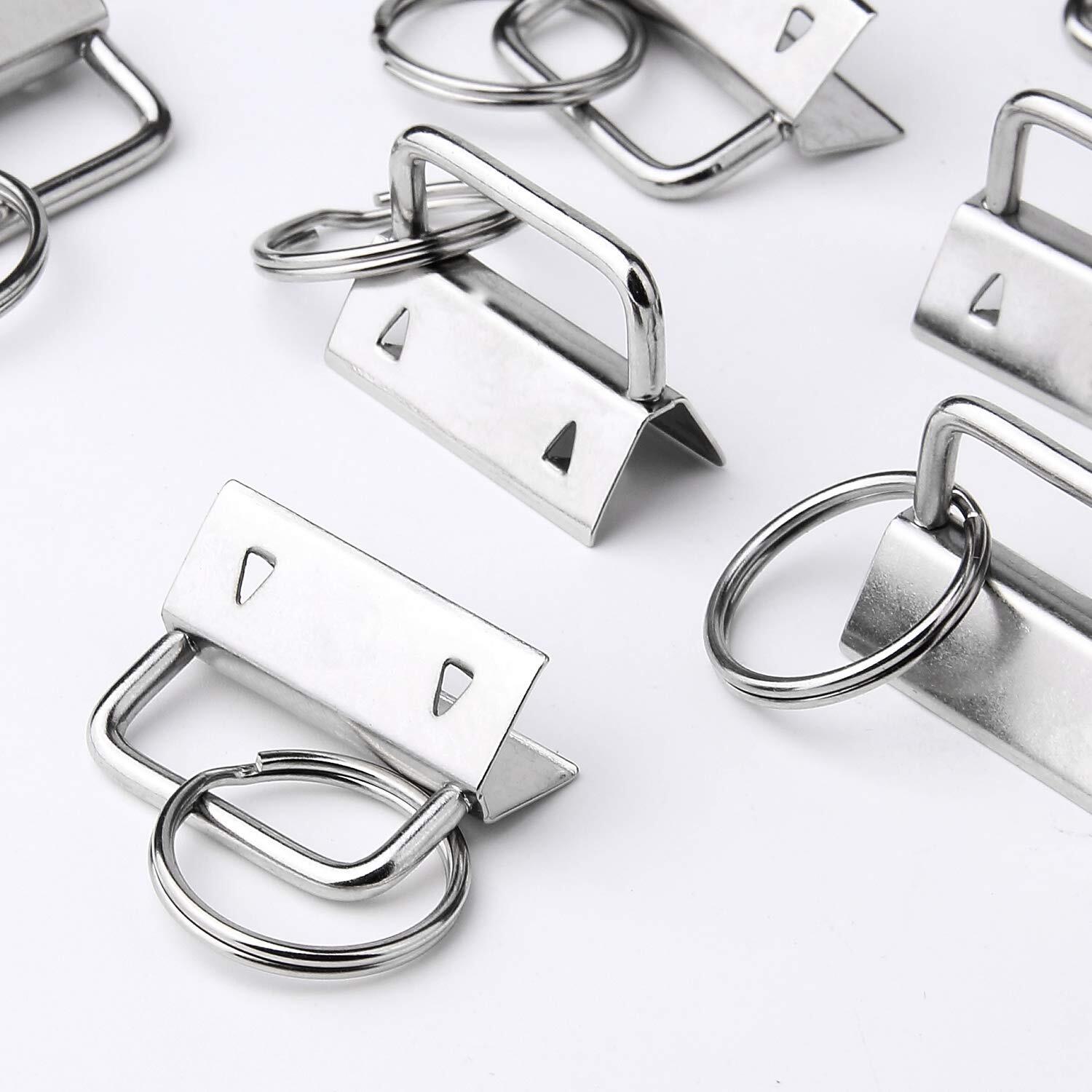 50 Sets Key Fob Hardware Keychain Wristlet with Split Ring, 0.8 Inch