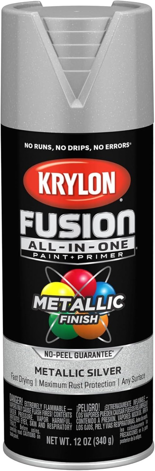 Durable 12 oz Adhesive Spray Paint in Silver - Quick Dry, Rust Resistant Finish