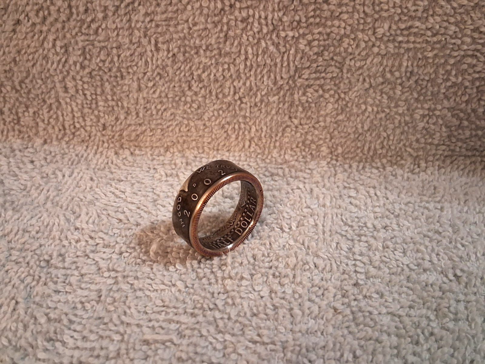 2002 Kennedy Half Dollars  size 10   coin ring  handmade mixed metals
