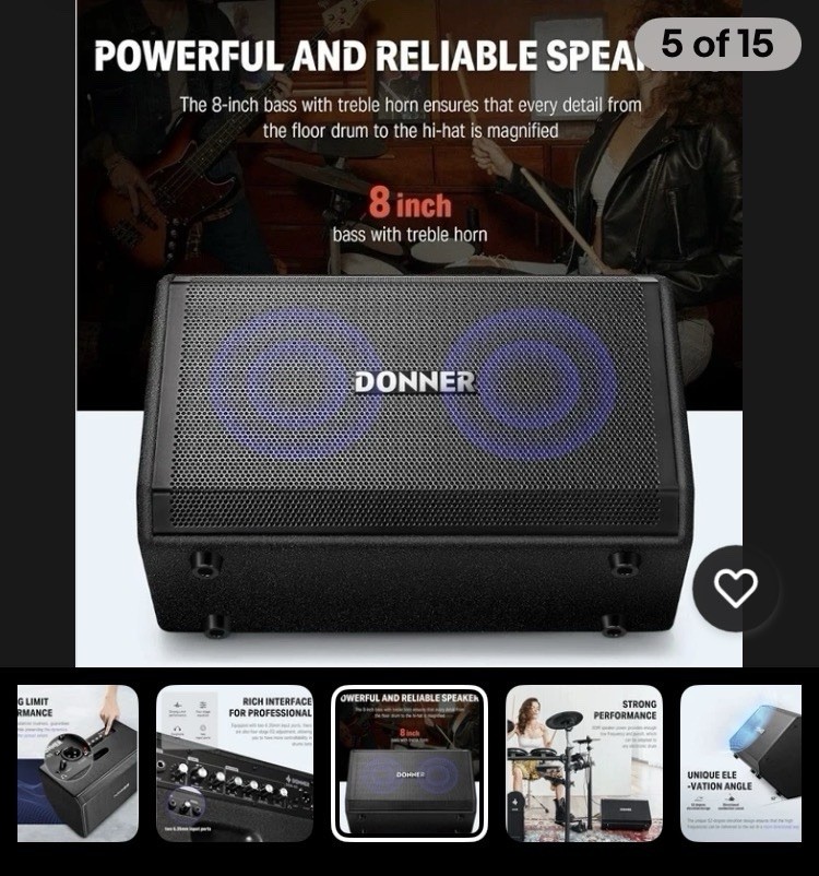 Donner Electric Drum AMP, 80-Watt Wireless Electronic Drum Amplifier...
