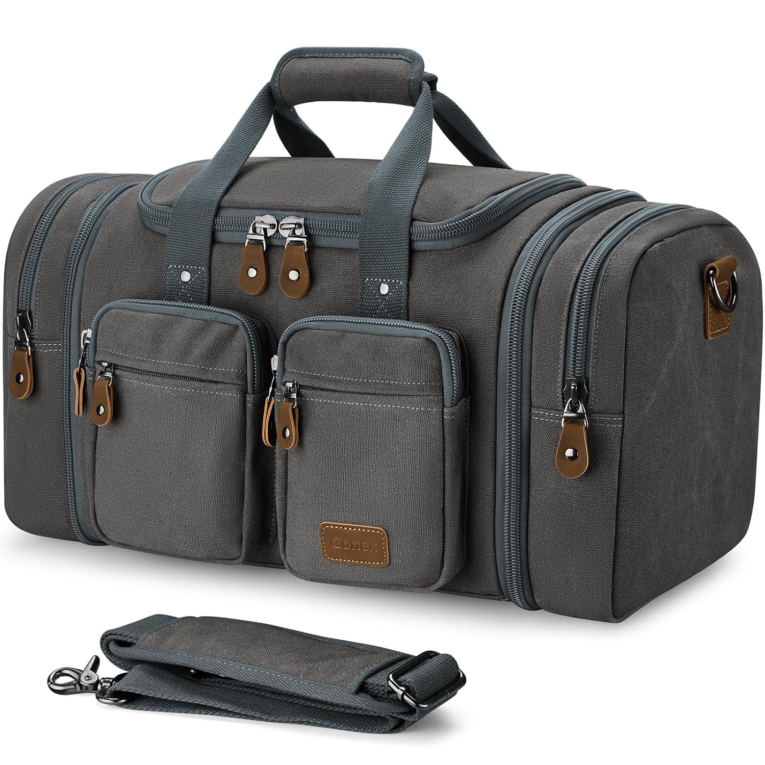 Grey X-Large 60L Expandable Waterproof Duffle Bag for Travel Overnight Gym