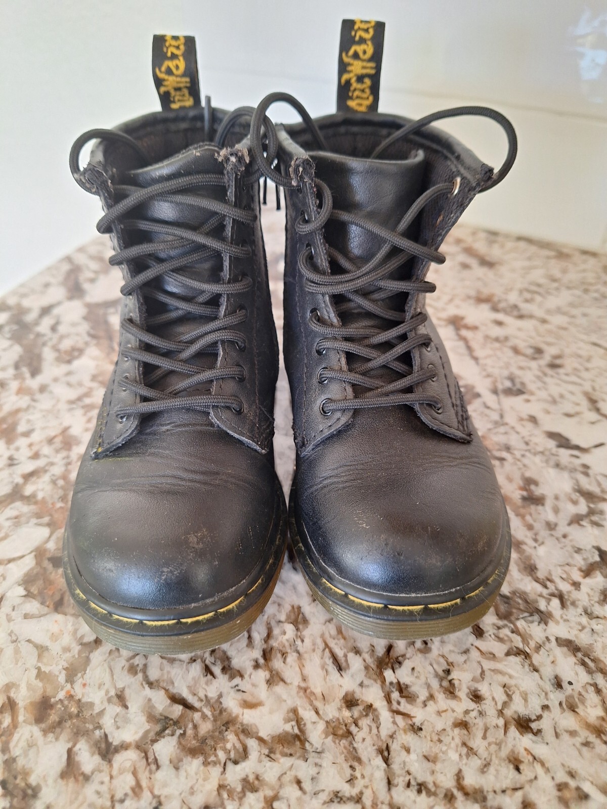 Kids Doc Martens Size 8 Black Combat Boots Side Zip