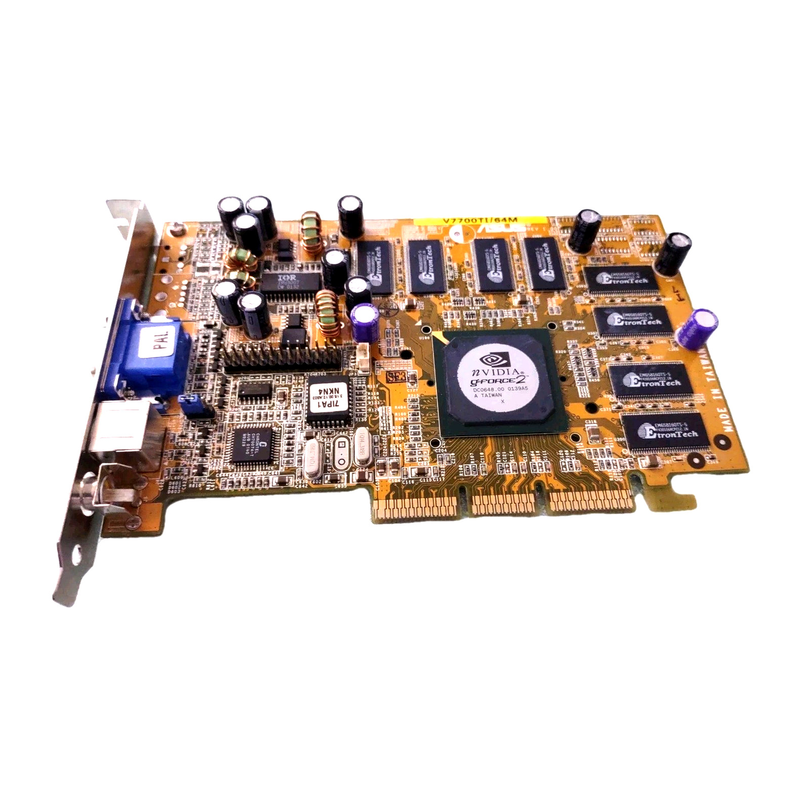 ASUS AGP V7700TI/64M NVIDIA GEFORCE2 GTS AGP VGA SVID RCA CARD NO FAN 3CD MXB138