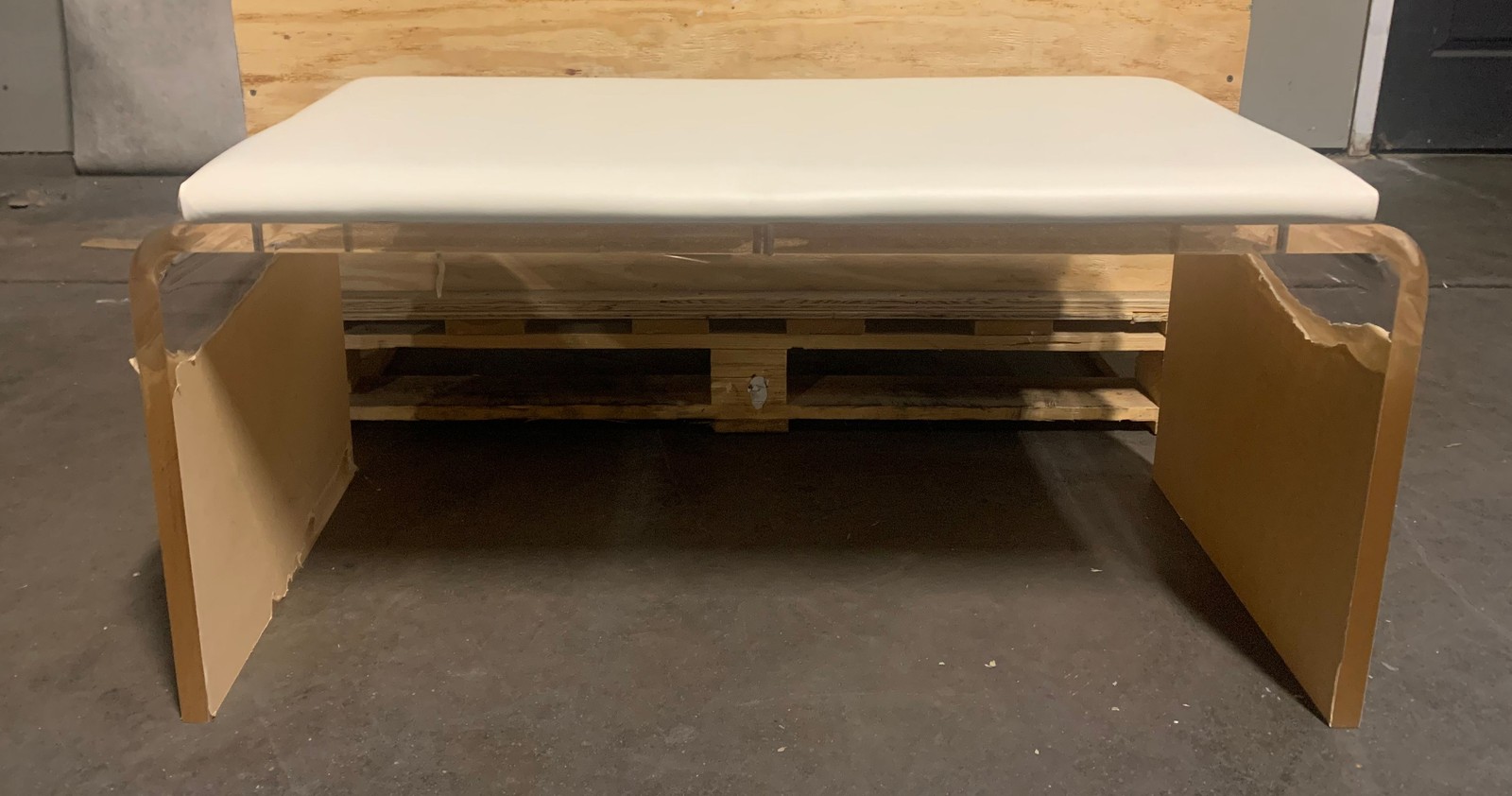 Clear Home Design Lucite Waterfall Bench w/ Chenille Seat