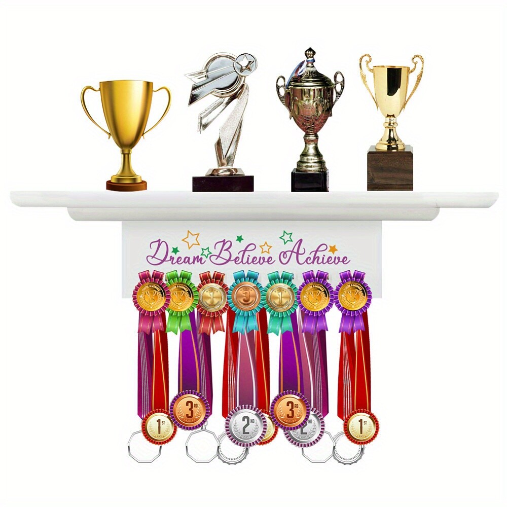 1Set Fashion Wood Medal Hanger Holder Display Wall Rack Word 110x400mm