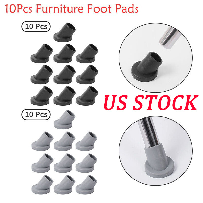 10Pc Rubber Inclined Chair Leg Covers Wear-Resistance Non Skid Noise Reduction