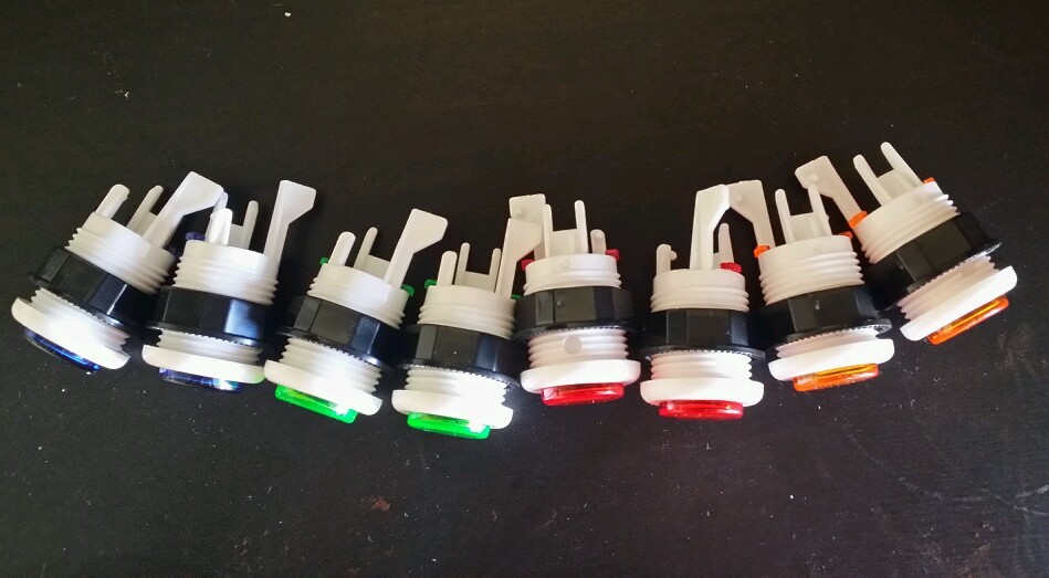 Arcade Push Button bicolor buttons 4 color LOT of 8 with micro switch