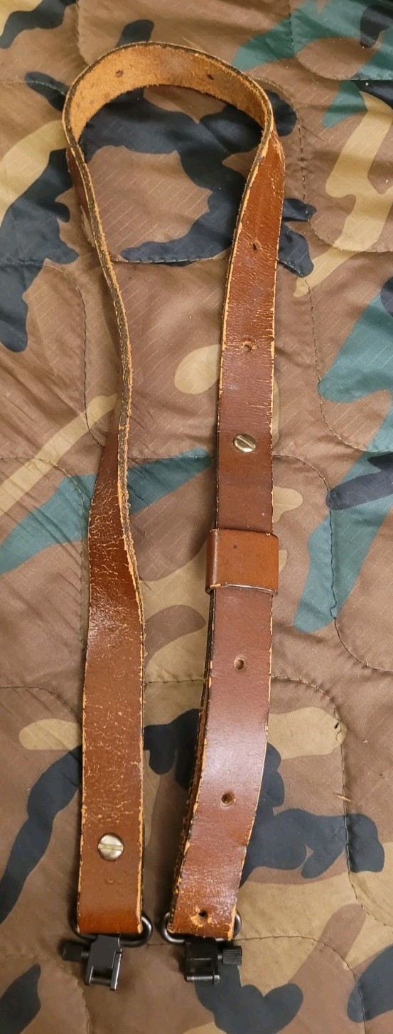 Vintage Brown Leather 1 In Rifle Sling With Qd Swivels