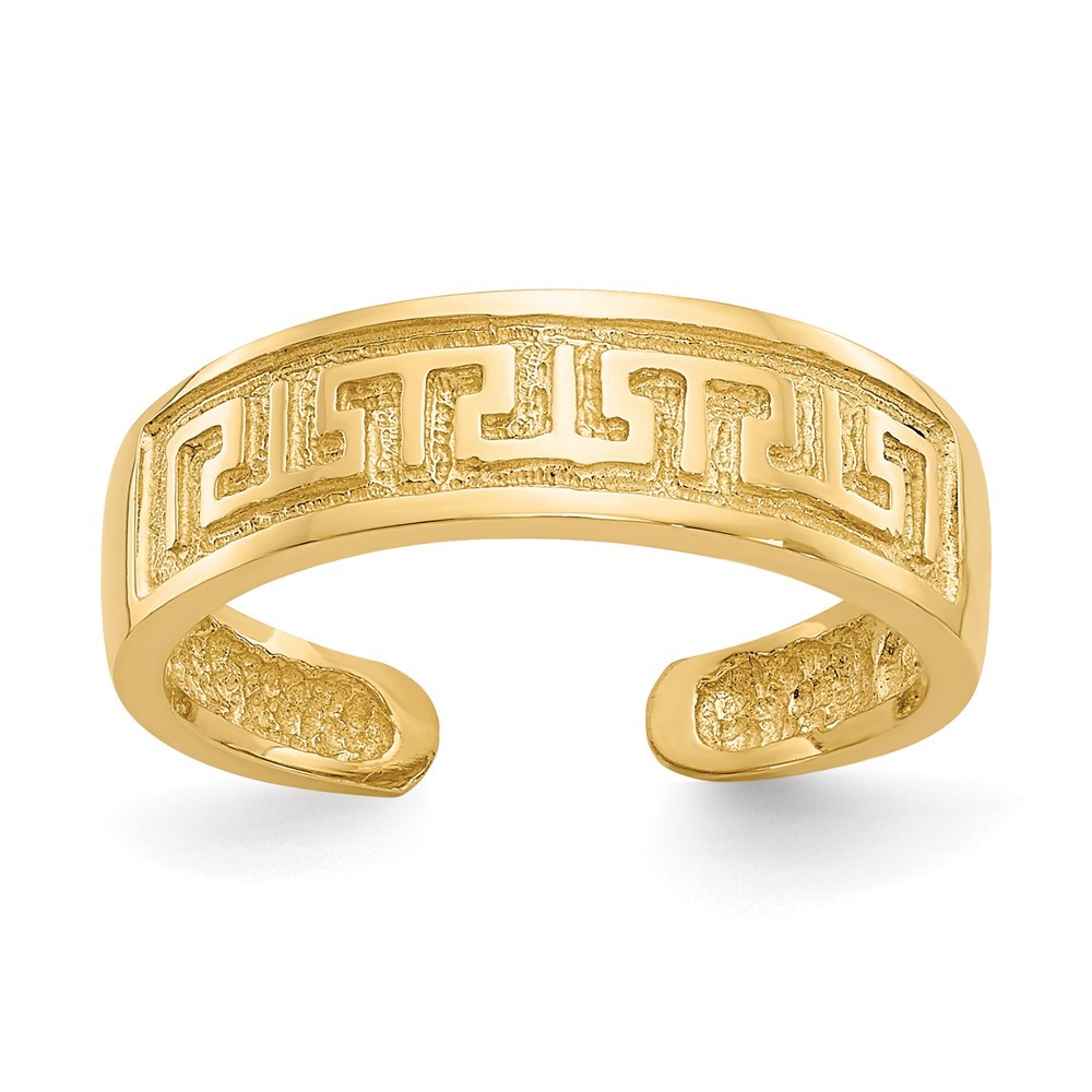 14k Yellow Gold Greek Key Design Adjustable Toe Ring 1.43gm