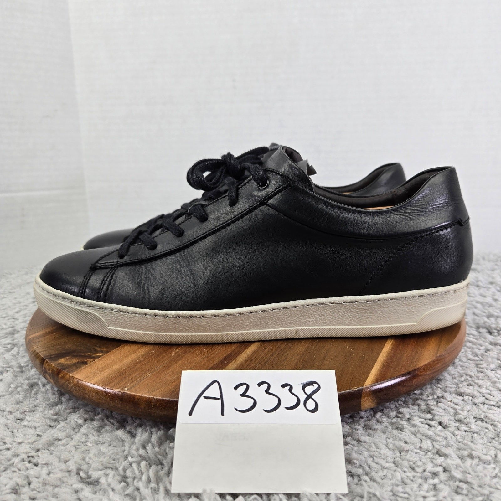 Bruno Magli Mens 12M Diego Black Leather Casual Lifestyle Daily Trainer Sneaker
