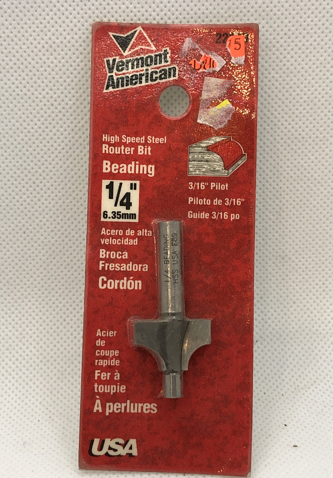 Vermont American High Speed Steel 1/4" Beading Router Bit USA Made 22140