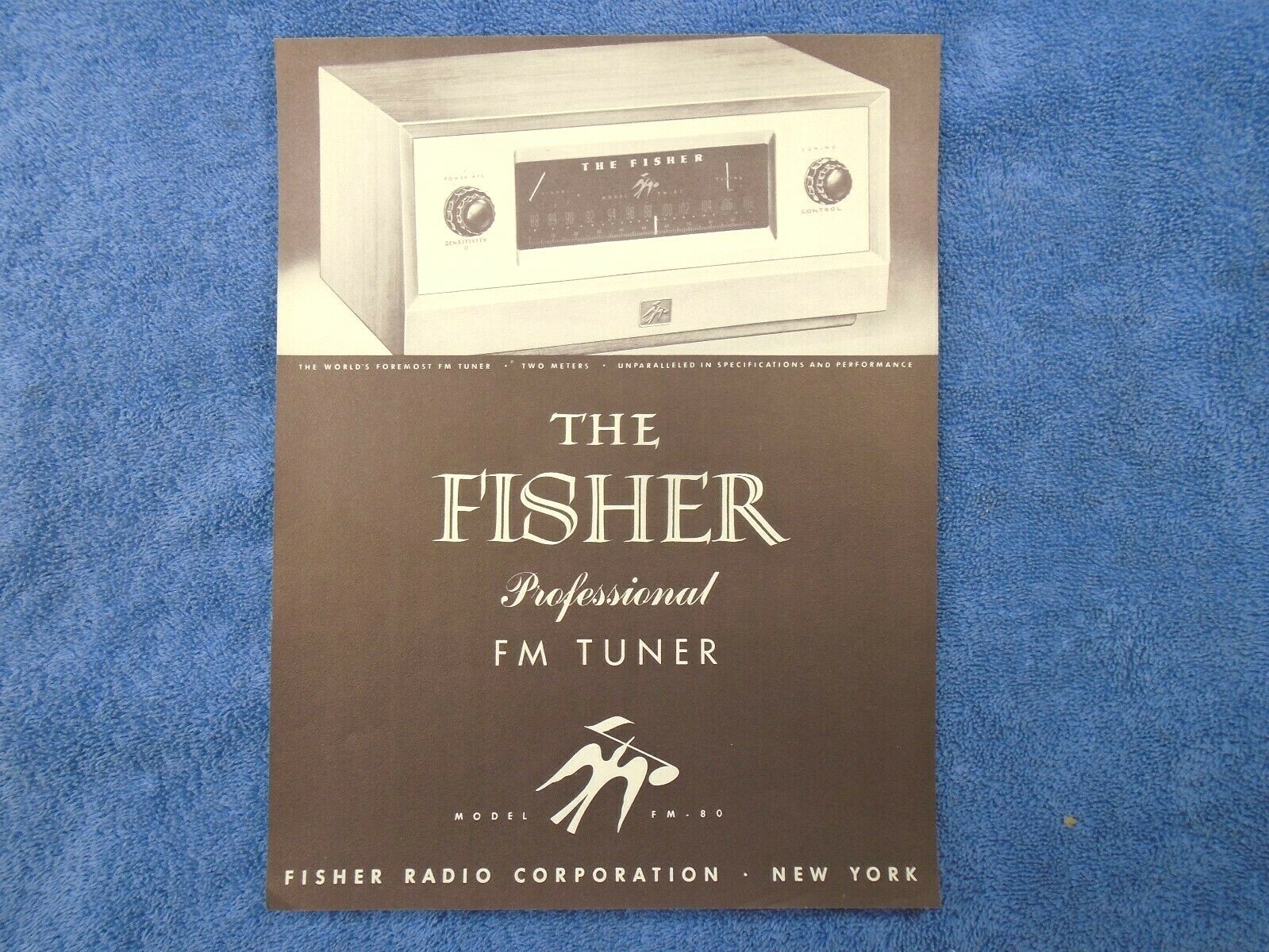 NOS 1957 58 FISHER  Model FM-80 PROFESSIONAL RADIO TUBE TUNER SALES BROCHURE 57