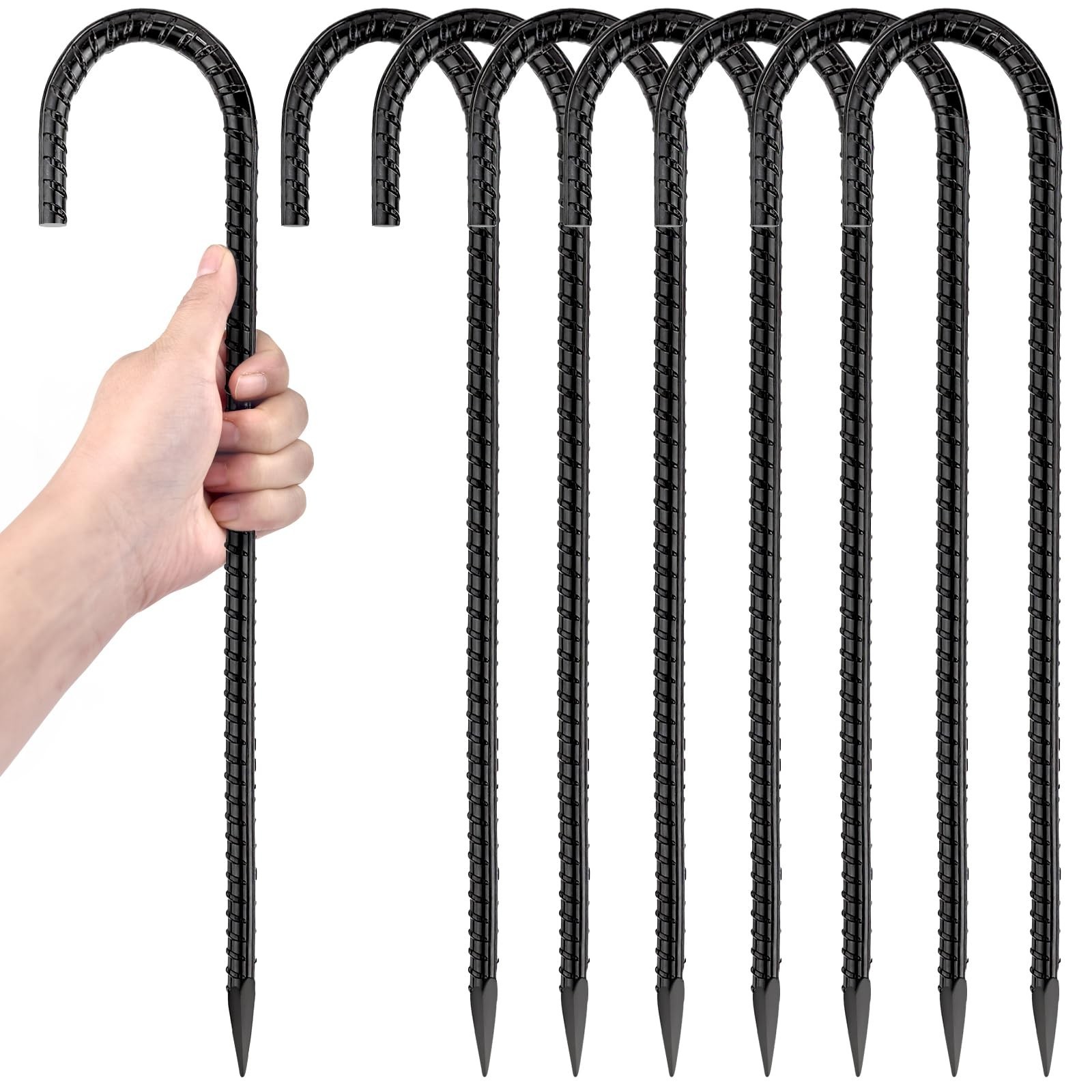 16 Inch Ground Stakes Heavy Duty,8 Pack Metal Fence Stakes for Ground for Wir...