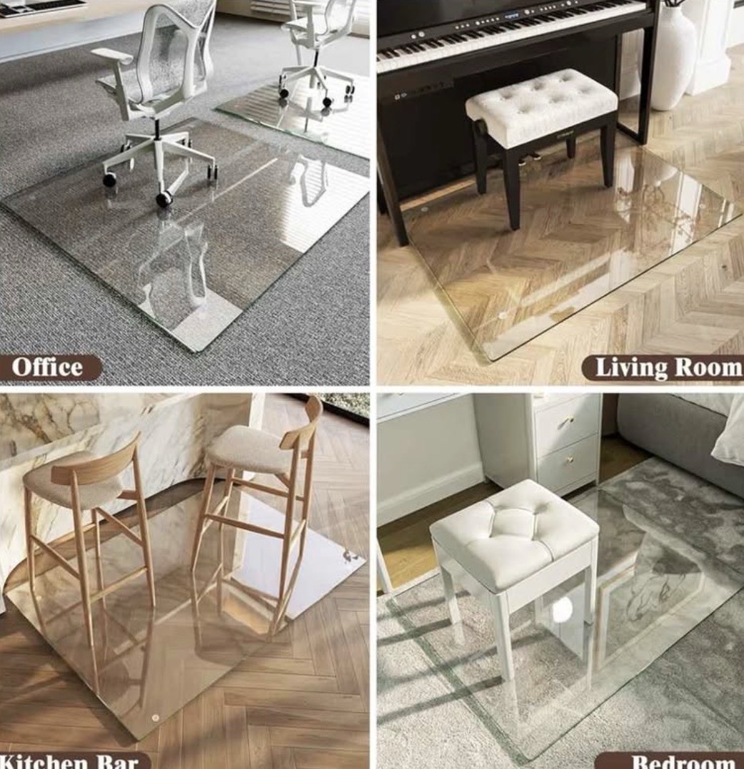 36"x46" Office Chair Glass Mat Tempered Glass Mat for Carpeted or Hardwood Floor