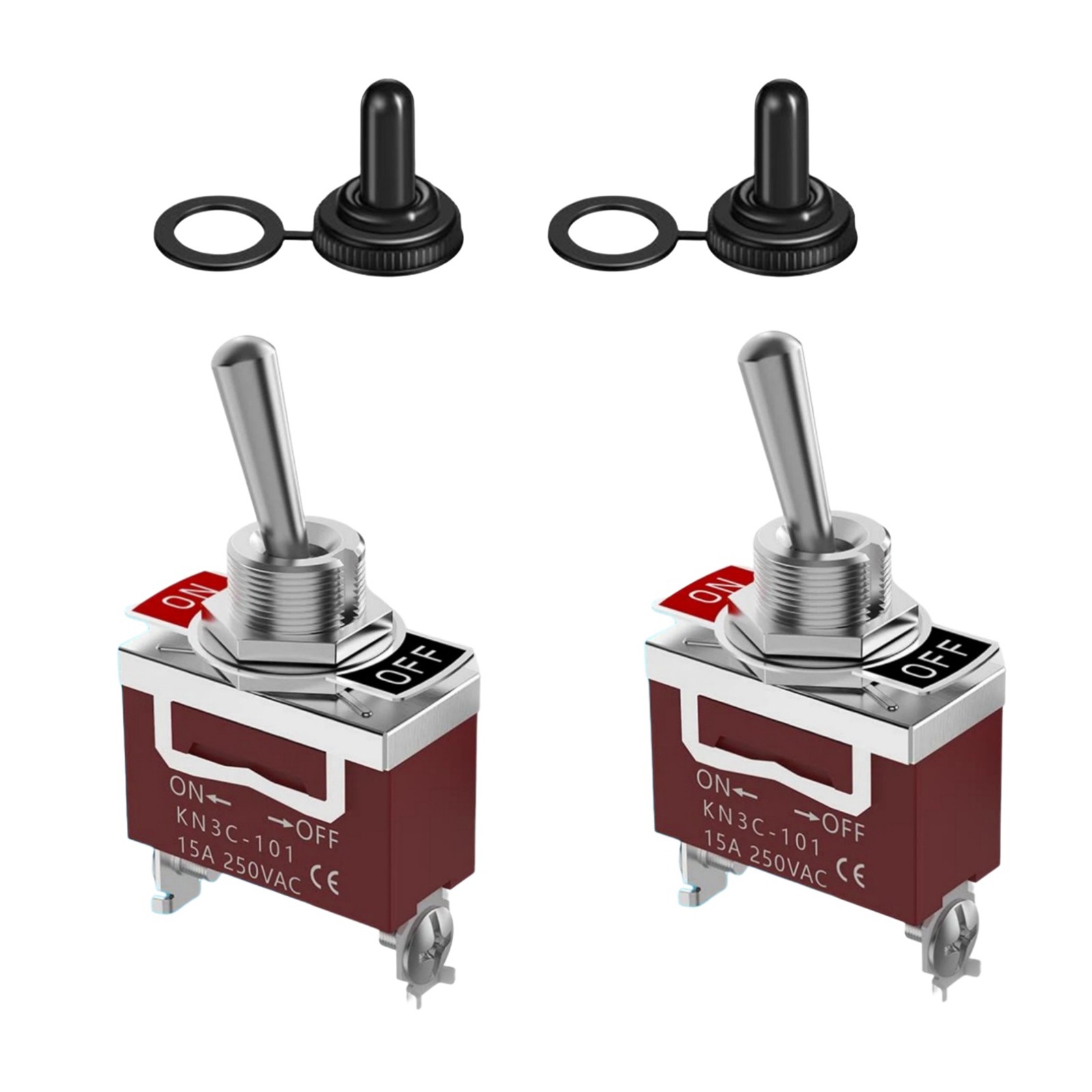 2Pcs ON OFF Switch 30A 12V Waterproof Toggle 2Pin SPST Heavy Duty Replacement