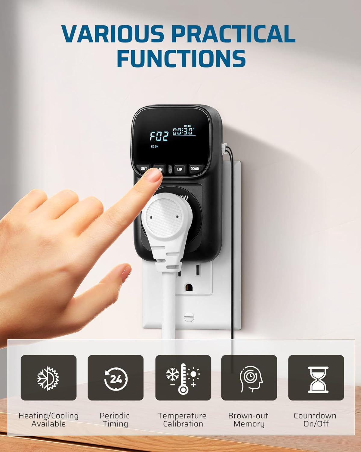 Digital Temperature Controller, Heavy Duty 15A/1800W Thermostat