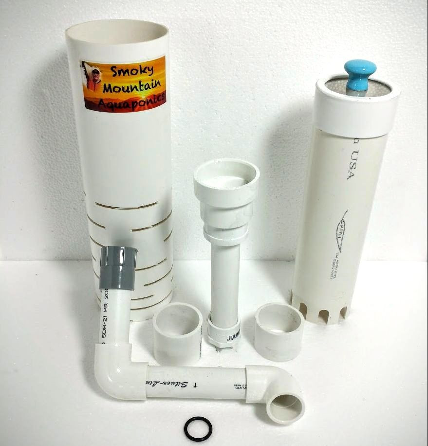 Aquaponics Bell Siphon CLEAR TOP, IBC 12" MEDIA, Easily Adjustable! 10000+ Sold!